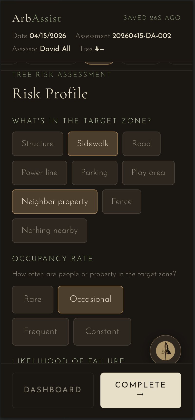 ArbAssist on iPhone — risk profile in the field
